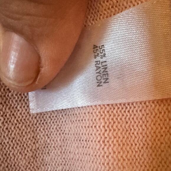 J. Jill L Pink Linen blend open front Cardigan Classic Linen blend - Picture 6 of 8